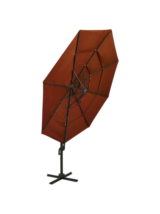 Skėtis su aliuminiu stulpu, terakota, 3x3m, 4 aukščių