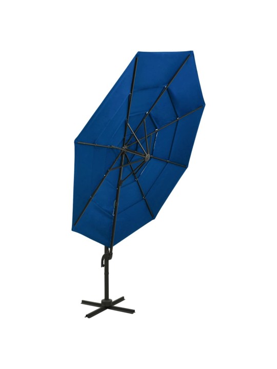 Skėtis nuo saulės su aliuminiu stulpu, mėlynas, 3x3m, 4 aukščių