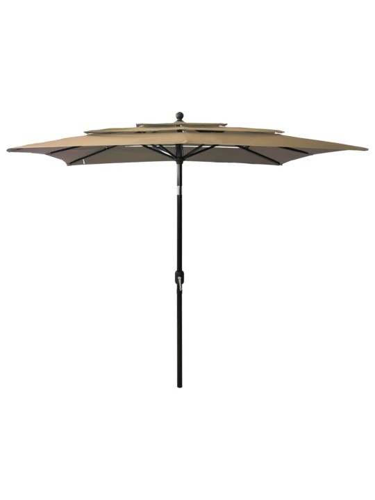 Skėtis su aliuminiu stulpu, taupe spalvos, 2,5x2,5m, 3 aukščių