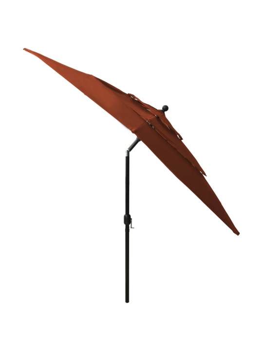 Skėtis su aliuminiu stulpu, terakota, 2,5x2,5m, 3 aukščių