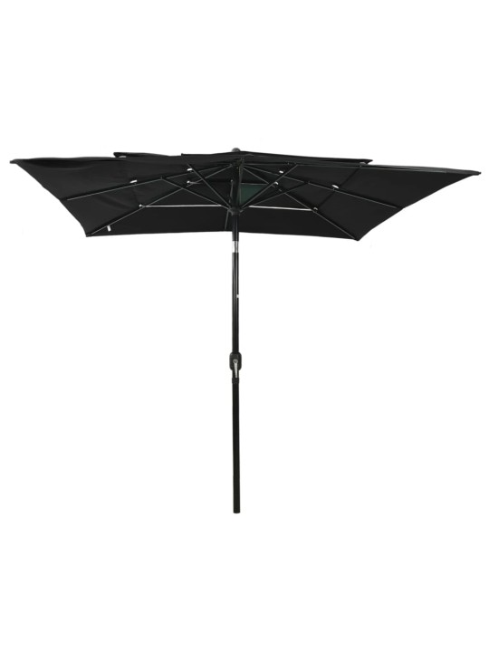 Skėtis su aliuminiu stulpu, juodas, 2,5x2,5m, 3 aukščių