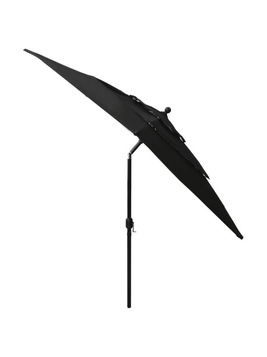 Skėtis su aliuminiu stulpu, juodas, 2,5x2,5m, 3 aukščių