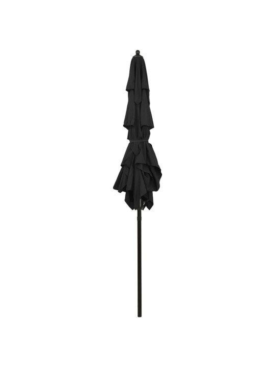 Skėtis nuo saulės su aliuminiu stulpu, juodas, 2x2m, 3 aukščių