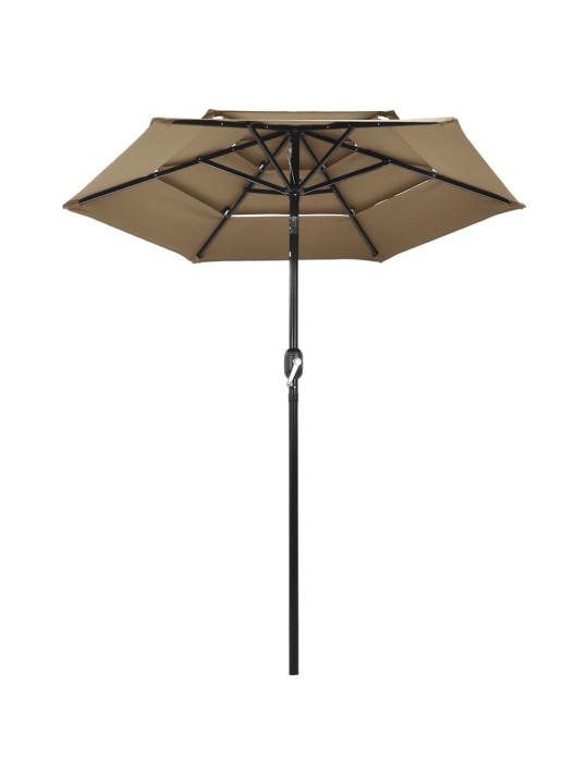 Skėtis nuo saulės su aliuminiu stulpu, taupe, 2m, 3 aukščių