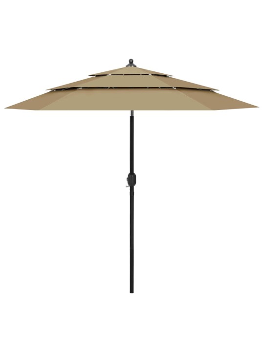 Skėtis nuo saulės su aliuminiu stulpu, taupe, 2,5m, 3 aukščių