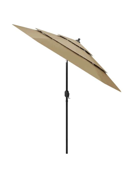 Skėtis nuo saulės su aliuminiu stulpu, taupe, 2,5m, 3 aukščių