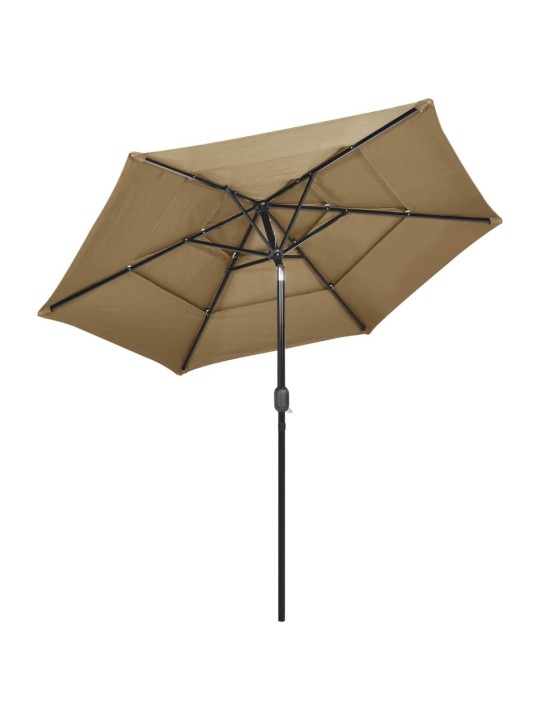 Skėtis nuo saulės su aliuminiu stulpu, taupe, 2,5m, 3 aukščių