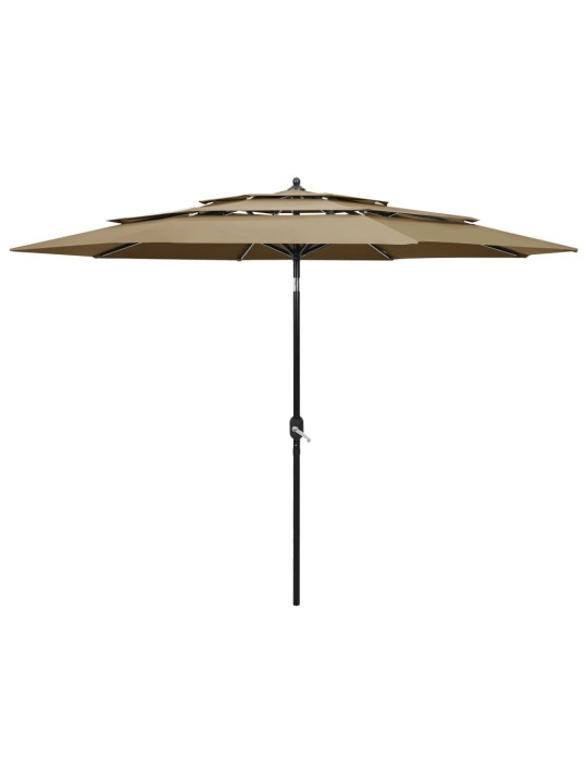 Skėtis nuo saulės su aliuminiu stulpu, taupe, 3m, 3 aukščių