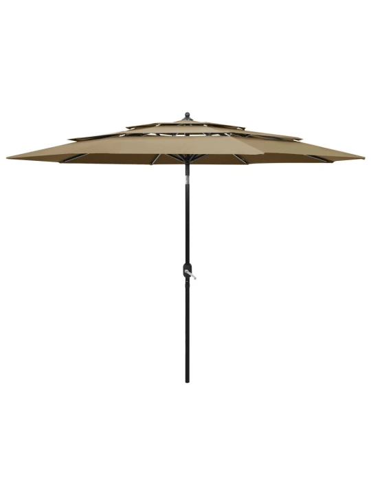 Skėtis nuo saulės su aliuminiu stulpu, taupe, 3m, 3 aukščių