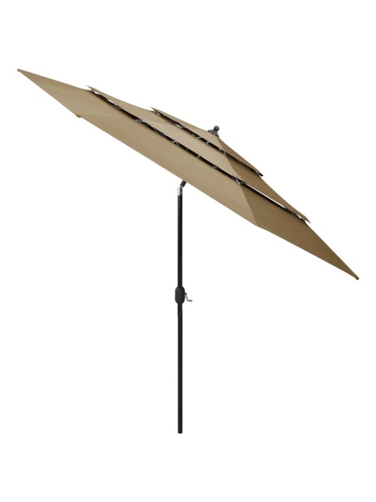 Skėtis nuo saulės su aliuminiu stulpu, taupe, 3m, 3 aukščių