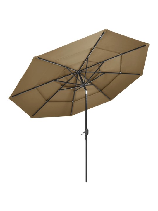 Skėtis nuo saulės su aliuminiu stulpu, taupe, 3m, 3 aukščių