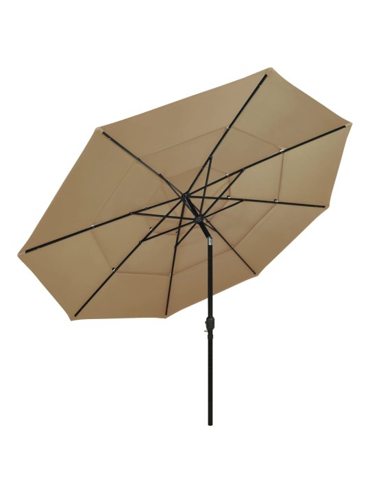 Skėtis nuo saulės su aliuminiu stulpu, taupe, 3,5m, 3 aukščių