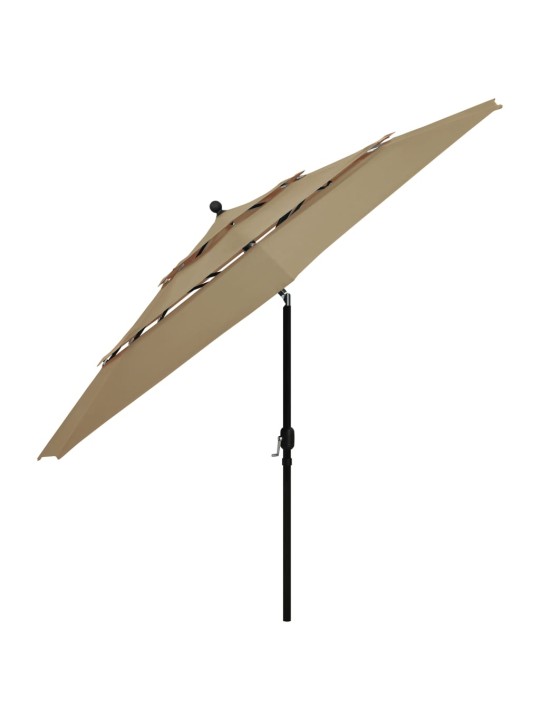 Skėtis nuo saulės su aliuminiu stulpu, taupe, 3,5m, 3 aukščių