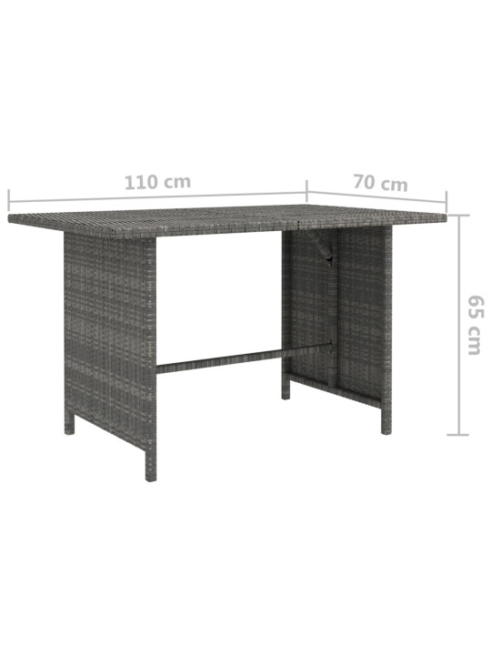 Sodo valgomojo stalas, pilkos spalvos, 110x70x65cm, poliratanas
