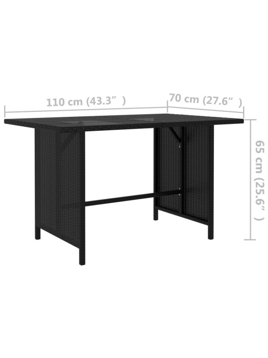 Sodo valgomojo stalas, juodos spalvos, 110x70x65cm, poliratanas
