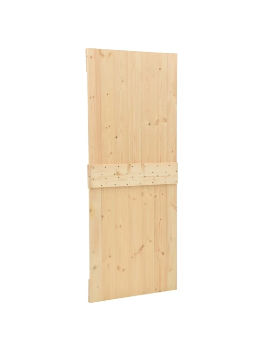 Stumdomos durys su įrangos rinkiniu, 80x210cm, pušies masyvas