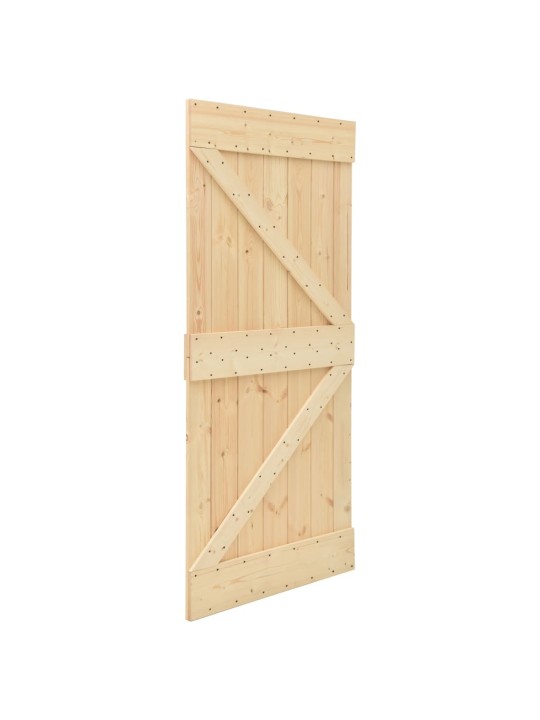 Stumdomos durys su įrangos rinkiniu, 90x210cm, pušies masyvas