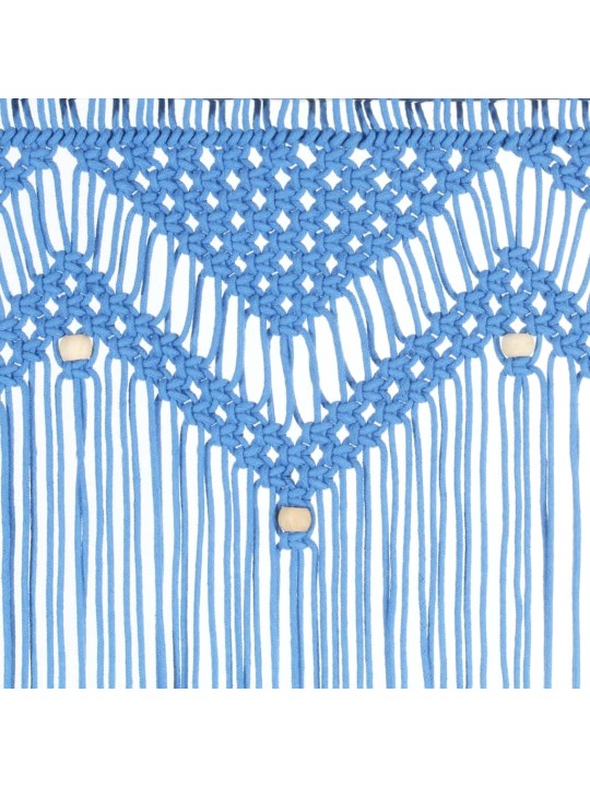Užuolaida, mėlyna, 140x240cm, medvilnė, makrame stilius