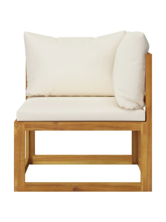 Keturvietė sodo sofa su pagalvėlėmis, kreminė, akacijos masyvas