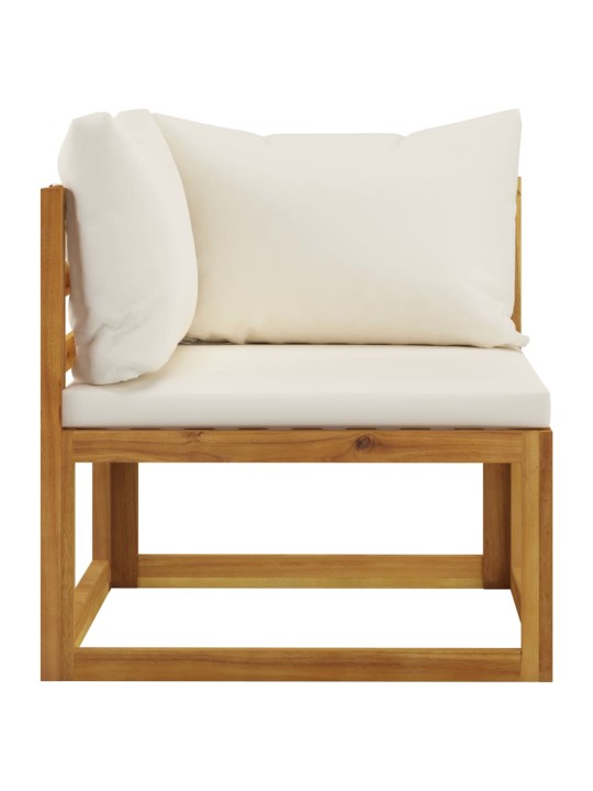 Keturvietė sodo sofa su pagalvėlėmis, kreminė, akacijos masyvas