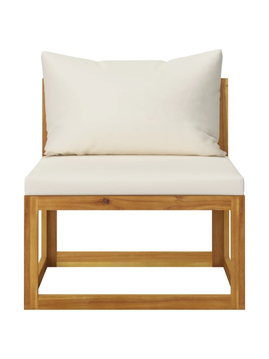 Keturvietė sodo sofa su pagalvėlėmis, kreminė, akacijos masyvas