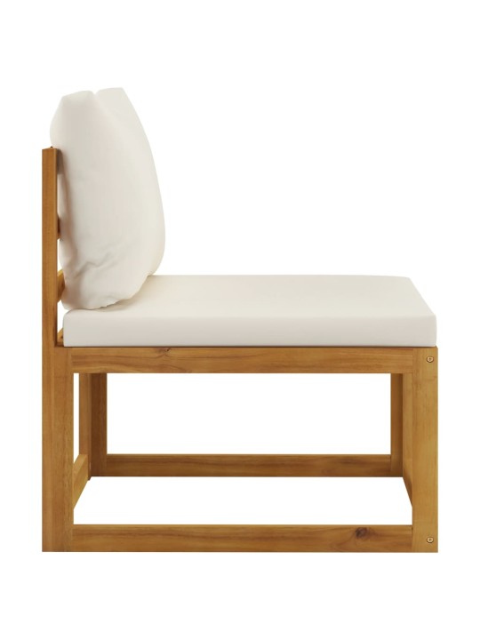 Keturvietė sodo sofa su pagalvėlėmis, kreminė, akacijos masyvas
