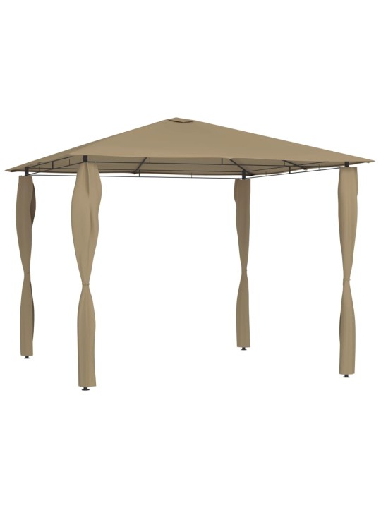 Pavėsinė su stulpų uždangalais, taupe, 3x3x2,6m, 160g/m²