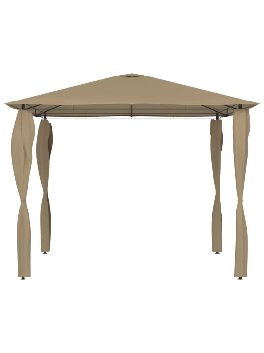 Pavėsinė su stulpų uždangalais, taupe, 3x3x2,6m, 160g/m²