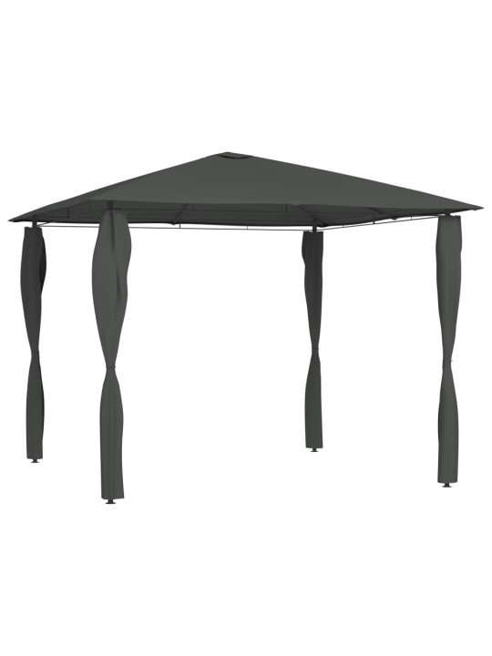 Pavėsinė su stulpų uždangalais, antracito, 3x3x2,6m, 160g/m²