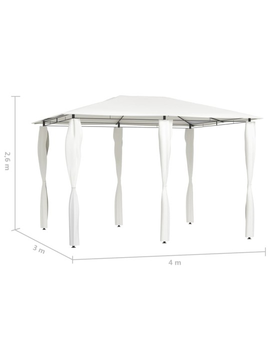 Pavėsinė su stulpų uždangalais, kreminė, 3x4x2,6m, 160g/m²