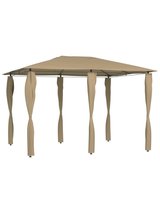Pavėsinė su stulpų uždangalais, taupe, 3x4x2,6m, 160g/m²