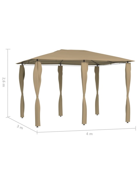 Pavėsinė su stulpų uždangalais, taupe, 3x4x2,6m, 160g/m²