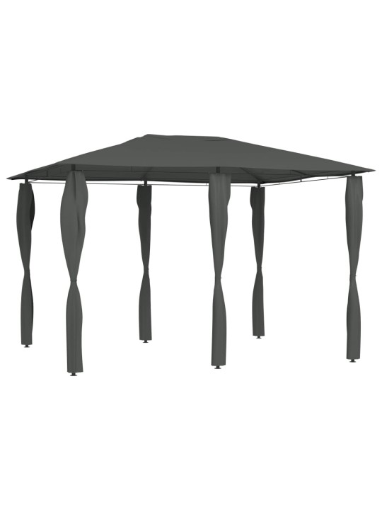 Pavėsinė su stulpų uždangalais, antracito, 3x4x2,6m, 160g/m²