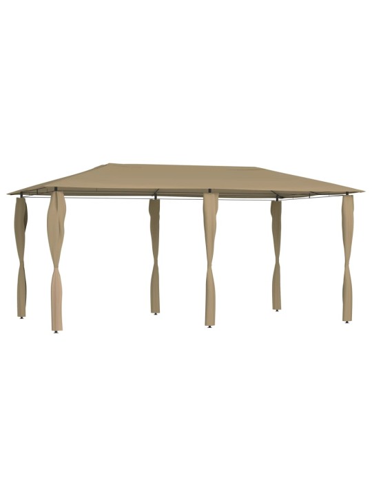 Pavėsinė su stulpų uždangalais, taupe, 3x6x2,6m, 160g/m²