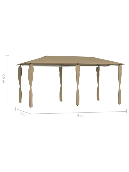 Pavėsinė su stulpų uždangalais, taupe, 3x6x2,6m, 160g/m²