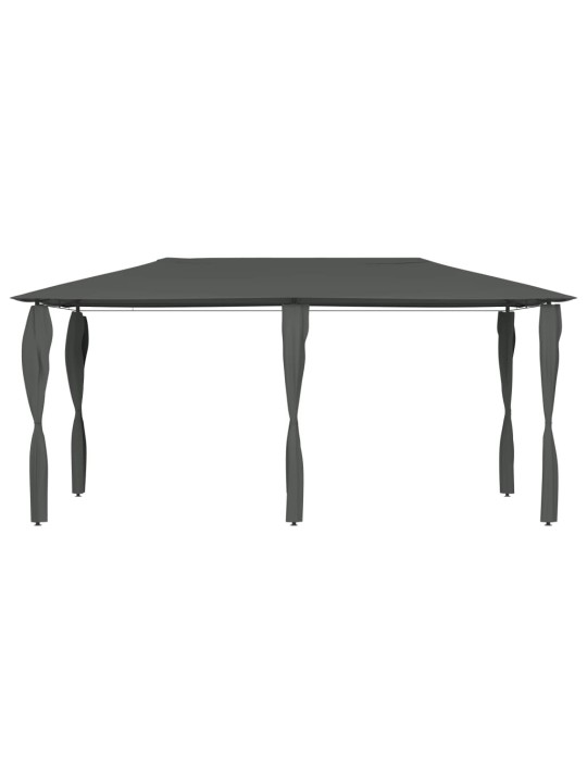 Pavėsinė su stulpų uždangalais, antracito, 3x6x2,6m, 160g/m²