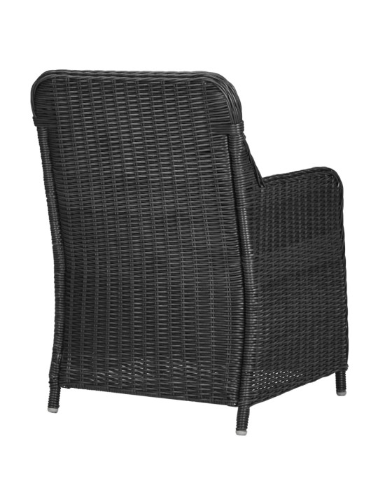 Lauko valgomojo komplektas, 9 dalių, juodas, poliratanas