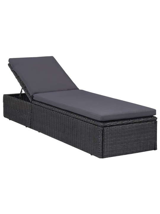 Lauko valgomojo komplektas, 11 dalių, juodas, poliratanas