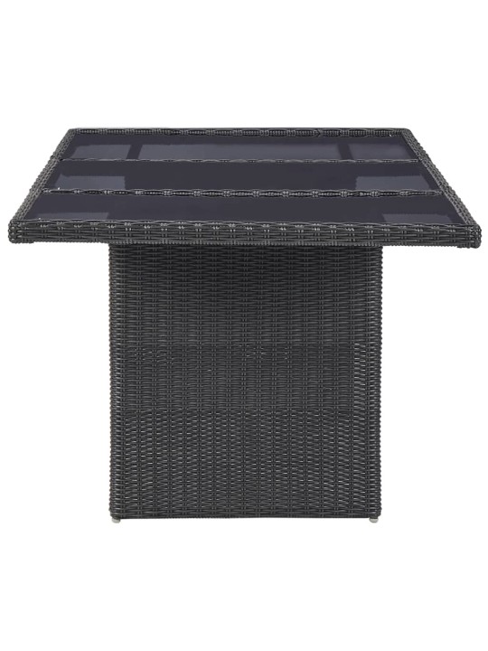Lauko valgomojo komplektas, 7 dalių, juodas, poliratanas