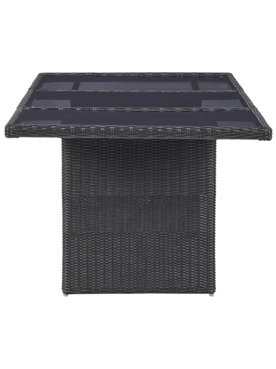 Lauko valgomojo komplektas, 9 dalių, juodas, poliratanas