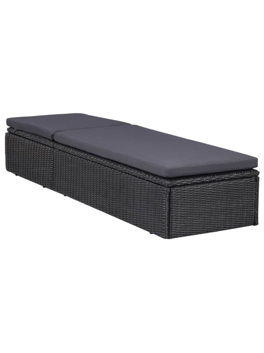 Lauko valgomojo komplektas, 9 dalių, juodas, poliratanas