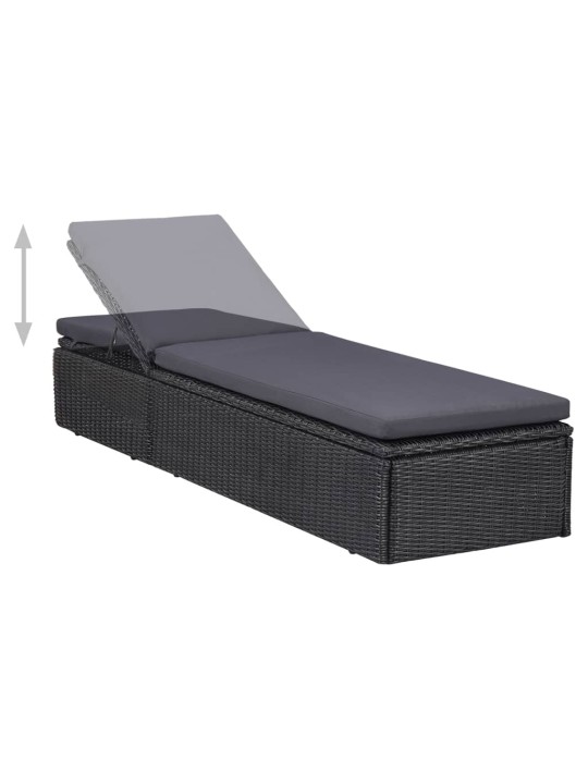 Lauko valgomojo komplektas, 11 dalių, juodas, poliratanas