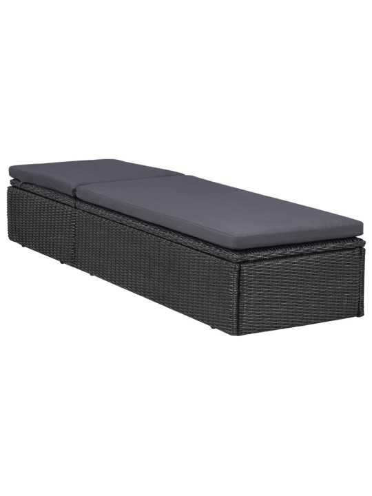 Lauko valgomojo komplektas, 11 dalių, juodas, poliratanas