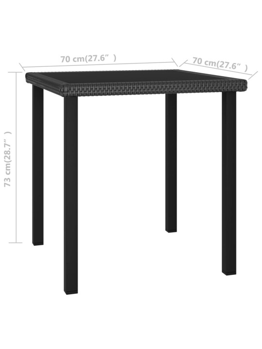 Sodo valgomojo stalas, juodos spalvos, 70x70x73cm, poliratanas