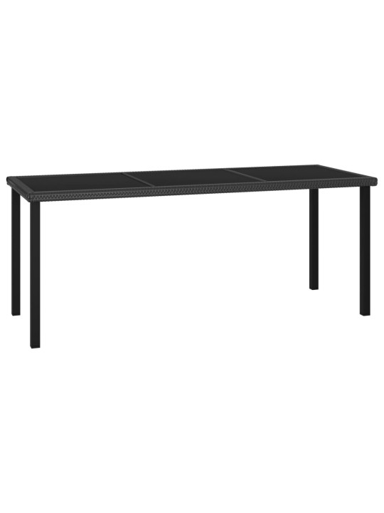 Sodo valgomojo stalas, juodos spalvos, 180x70x73cm, poliratanas