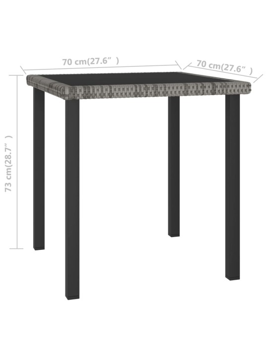 Sodo valgomojo stalas, pilkos spalvos, 70x70x73cm, poliratanas