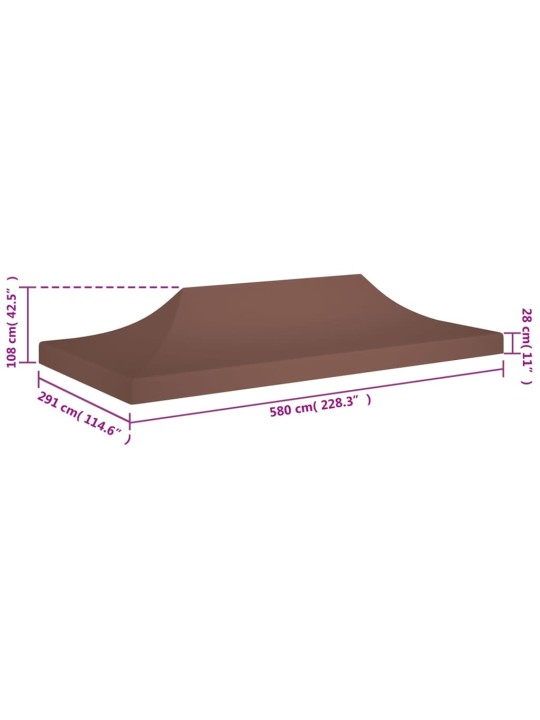 Proginės palapinės stogas, rudos spalvos, 6x3m, 270 g/m²