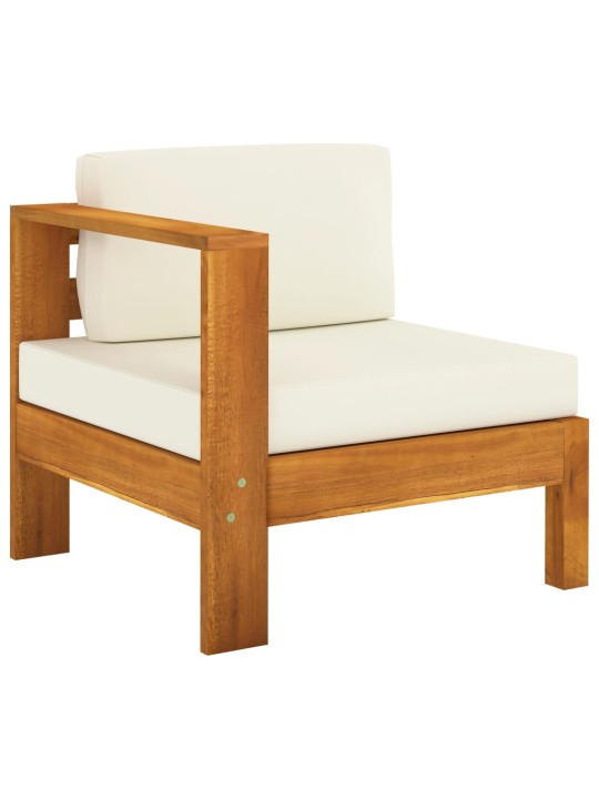 Keturvietė sodo sofa su kreminėmis pagalvėmis, akacijos masyvas