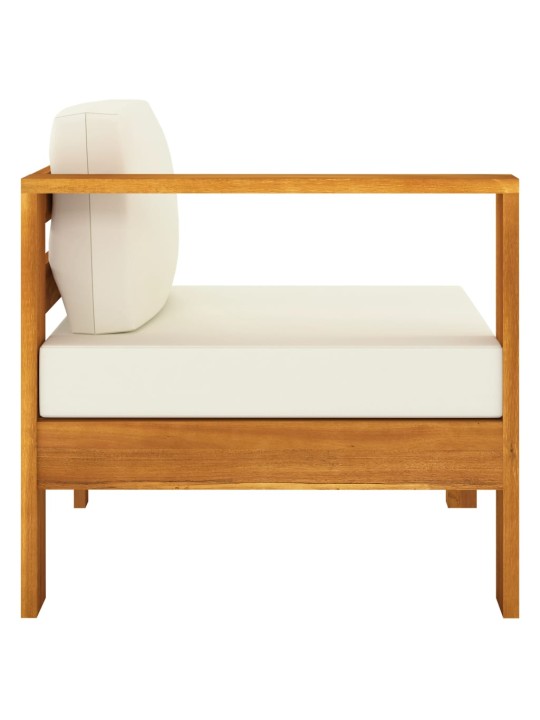 Keturvietė sodo sofa su kreminėmis pagalvėmis, akacijos masyvas