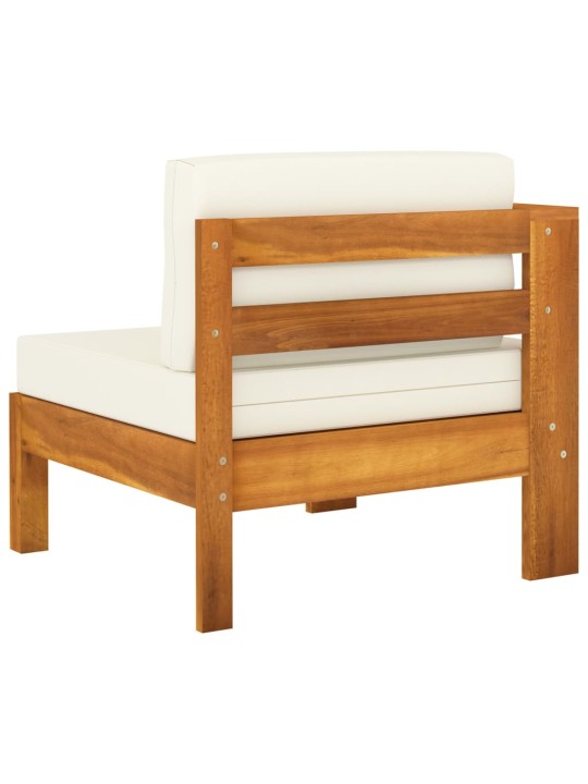 Keturvietė sodo sofa su kreminėmis pagalvėmis, akacijos masyvas